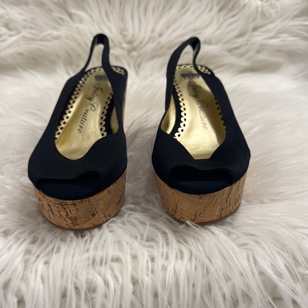 Vintage Juicy Couture Black Slingback Platform Wedges